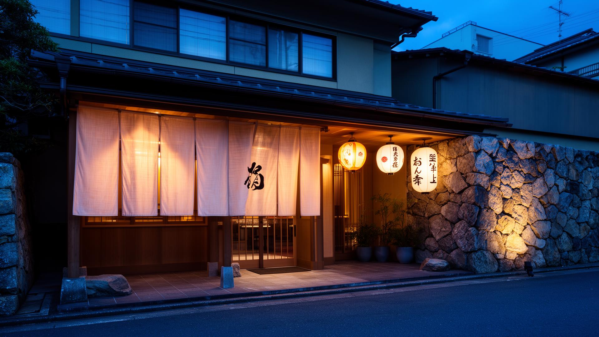 Mizunoya restaurant exterior at dusk